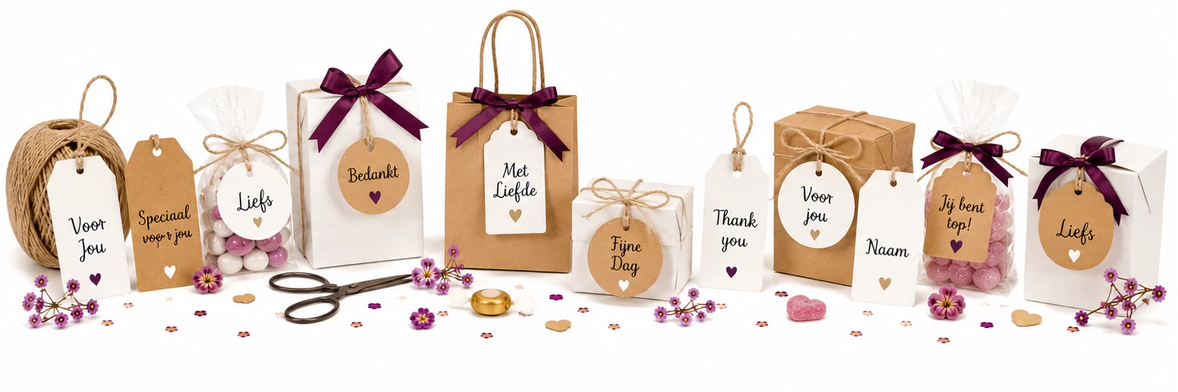 Koop labels en tags bij creaknutselen.nl voor inpakken en uitdelen