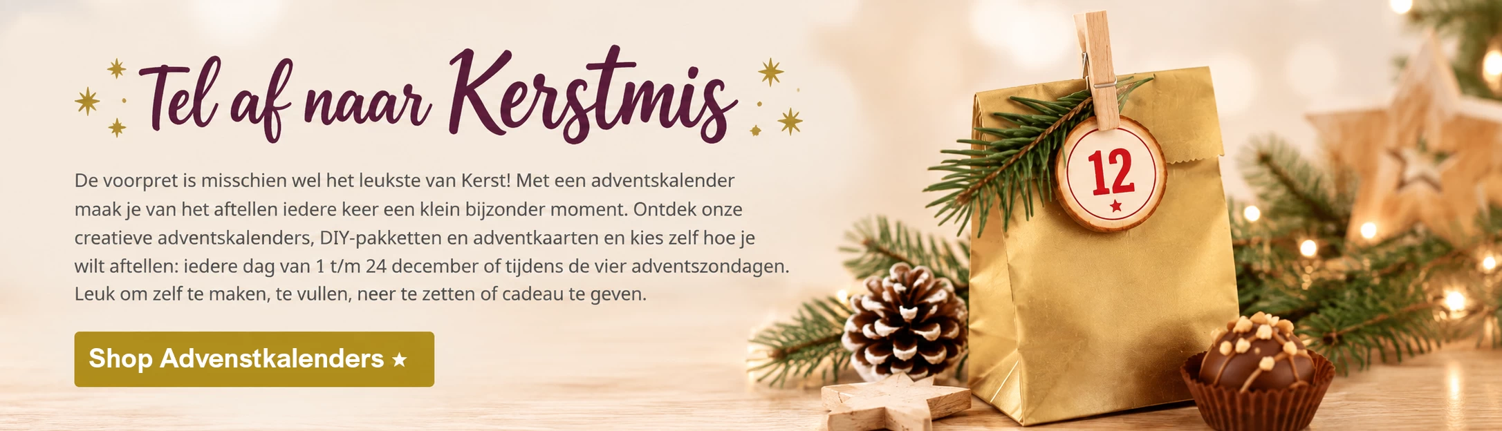 Leuke DIY of kant en klare Adventskalenders kopen bij creaknutselen aftellen naar Kerst