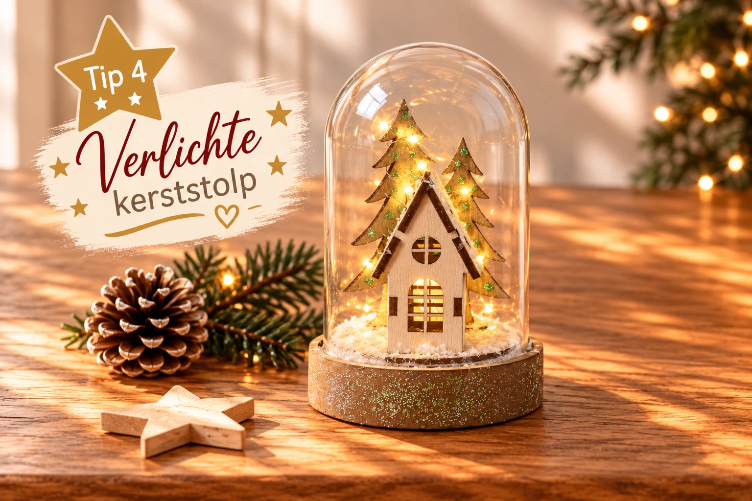 Kerst stolp met verlichting en decoratie maken creaknutselen