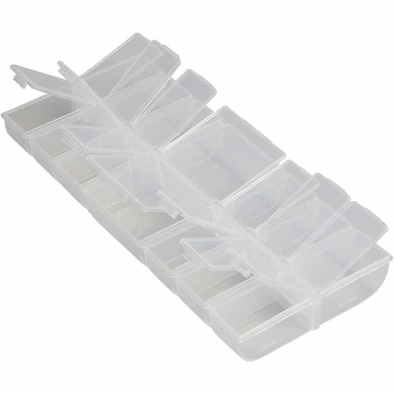 Plastic opbergbox kralen met vakken 24x11 cm