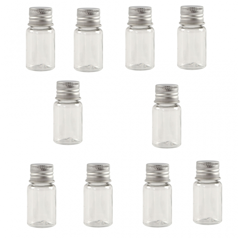 kwaliteit reflecteren Zeestraat Plastic mini flesjes potjes 48x23mm 13ml (10 stuks) - creaknutselen.nl
