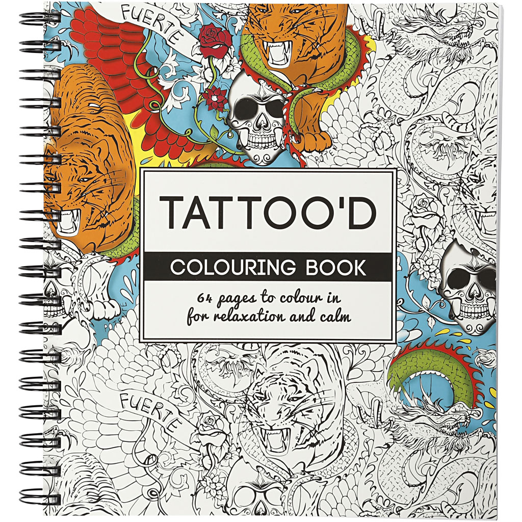 Kleurboek voor volwassenen 64 vel tattoo 19,5x23cm 1 stuk