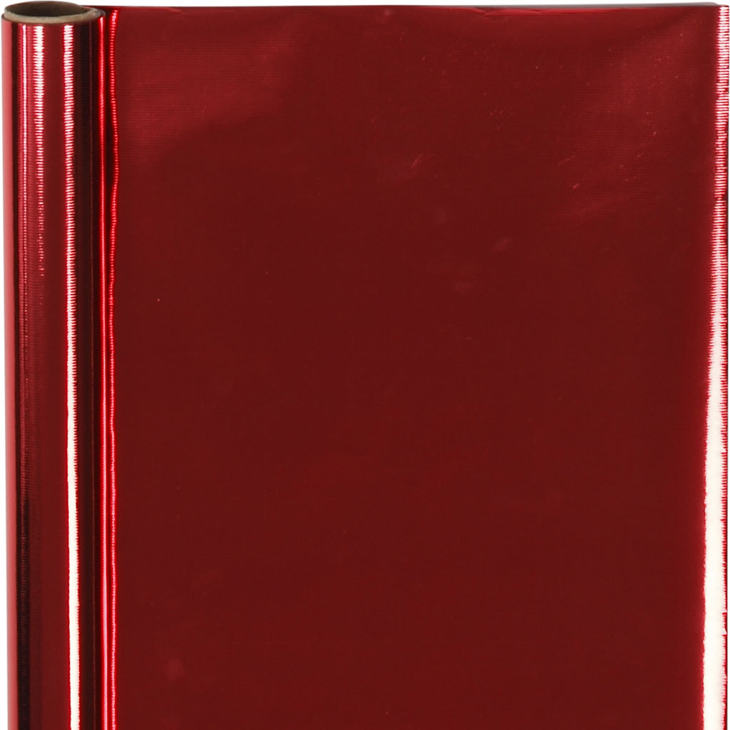 Cadeaupapier inpakrol rood metallic gestreept 50cm - rol 4 meter