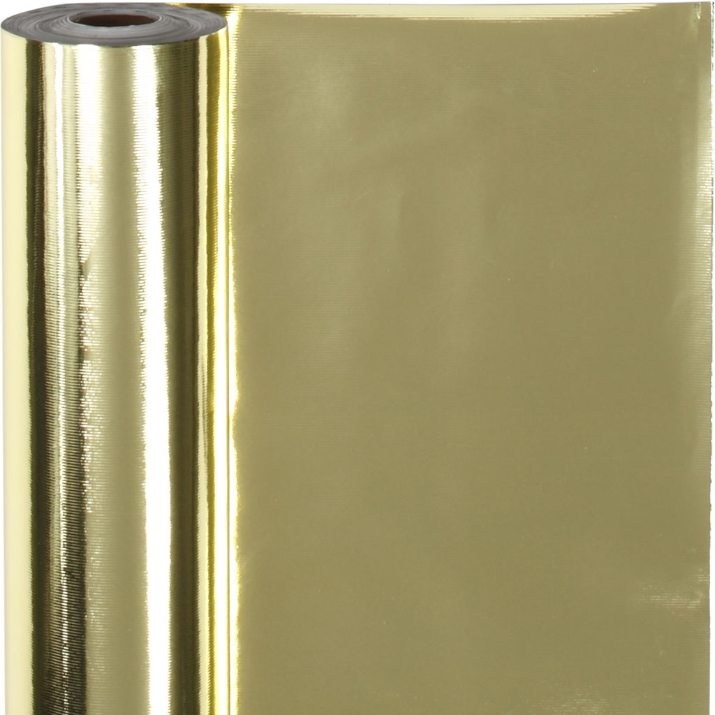 Toonbankrol cadeaupapier goud metallic gestreept 50cm - rol 100 meter