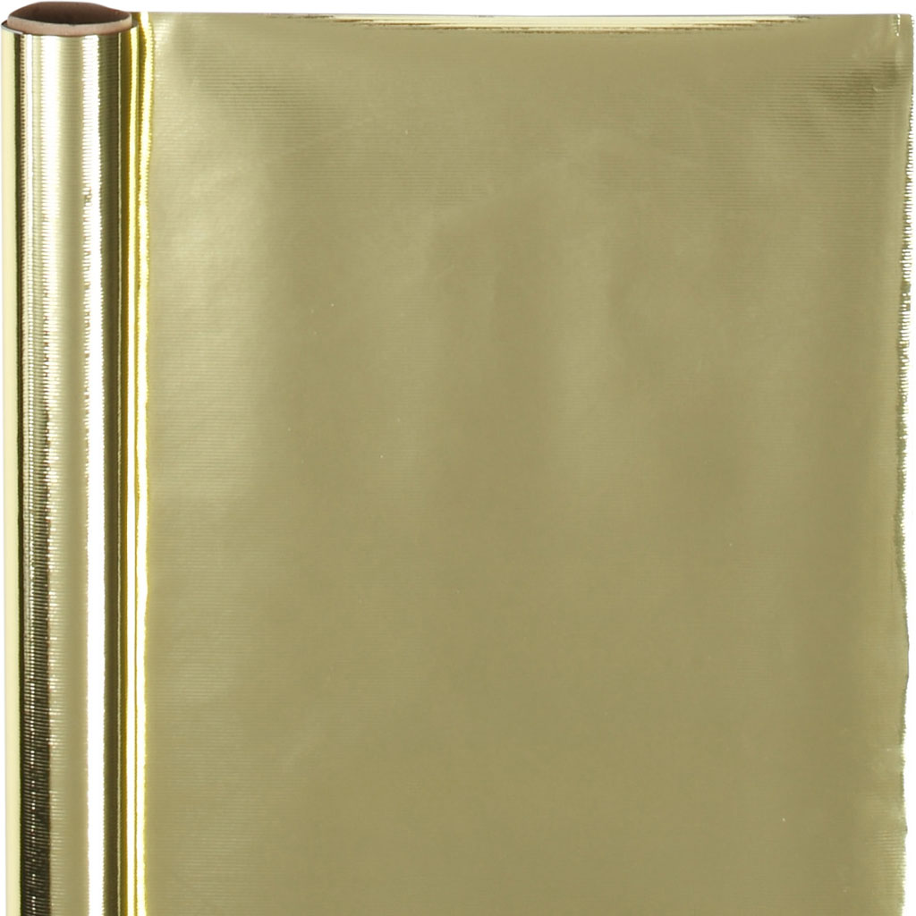 Cadeaupapier inpakrol goud metallic gestreept 50cm - rol 4 meter