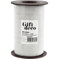 Cadeaulint glitter zilver 10mm 100 meter