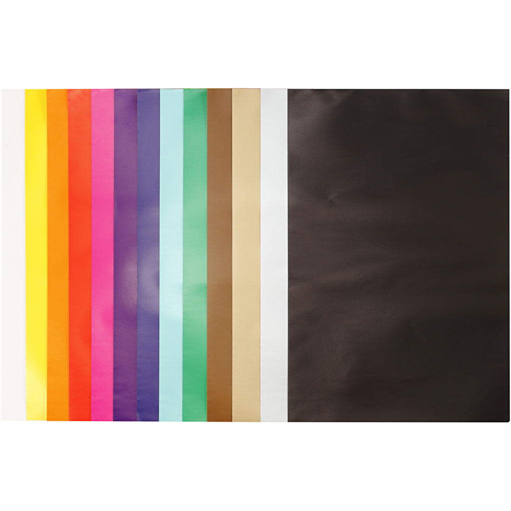 Glanspapier assortiment 13 kleuren 80gr 24x32cm - 50 vellen