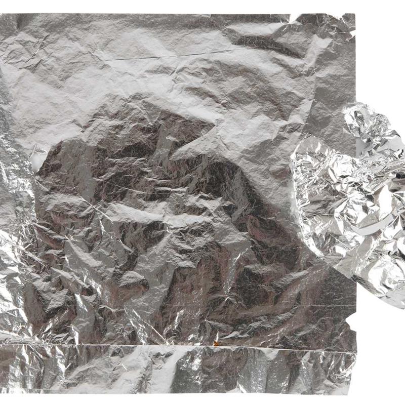 Imitatie bladmetaal zilver dunne folie 16x16cm - 25 velletjes