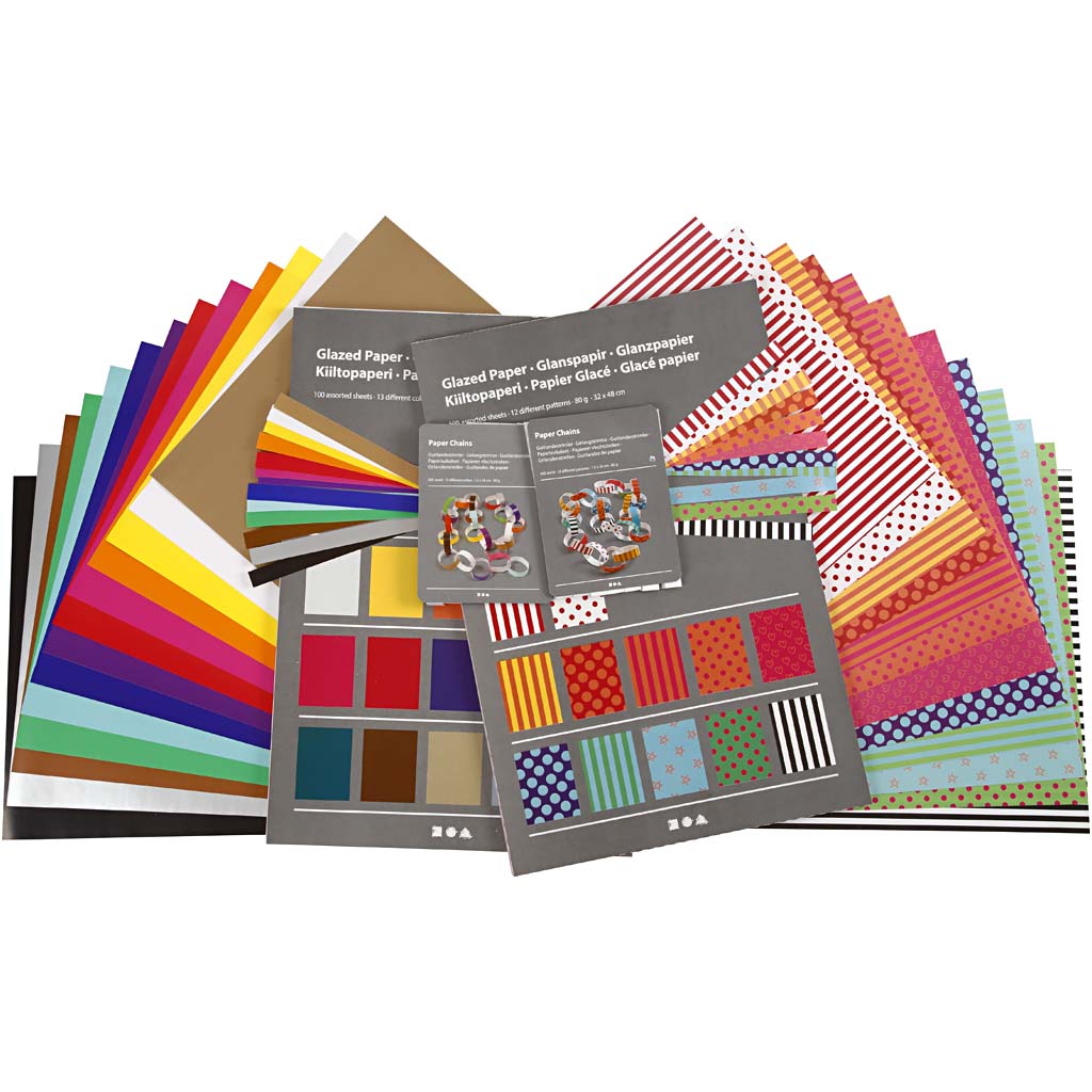 Glanspapier met print 32x40 cm- Schoolset