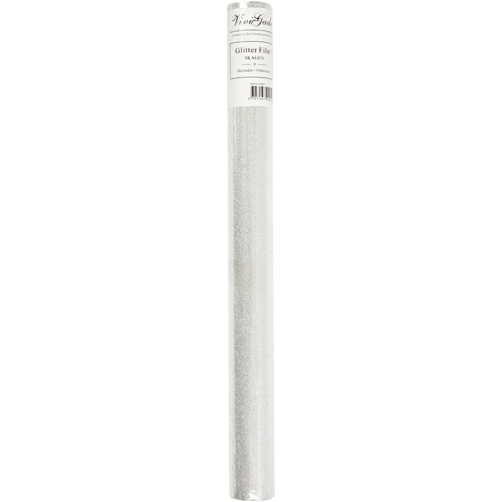 Plastic knutsel glitterfolie zilver 35cm - rol 2 meter