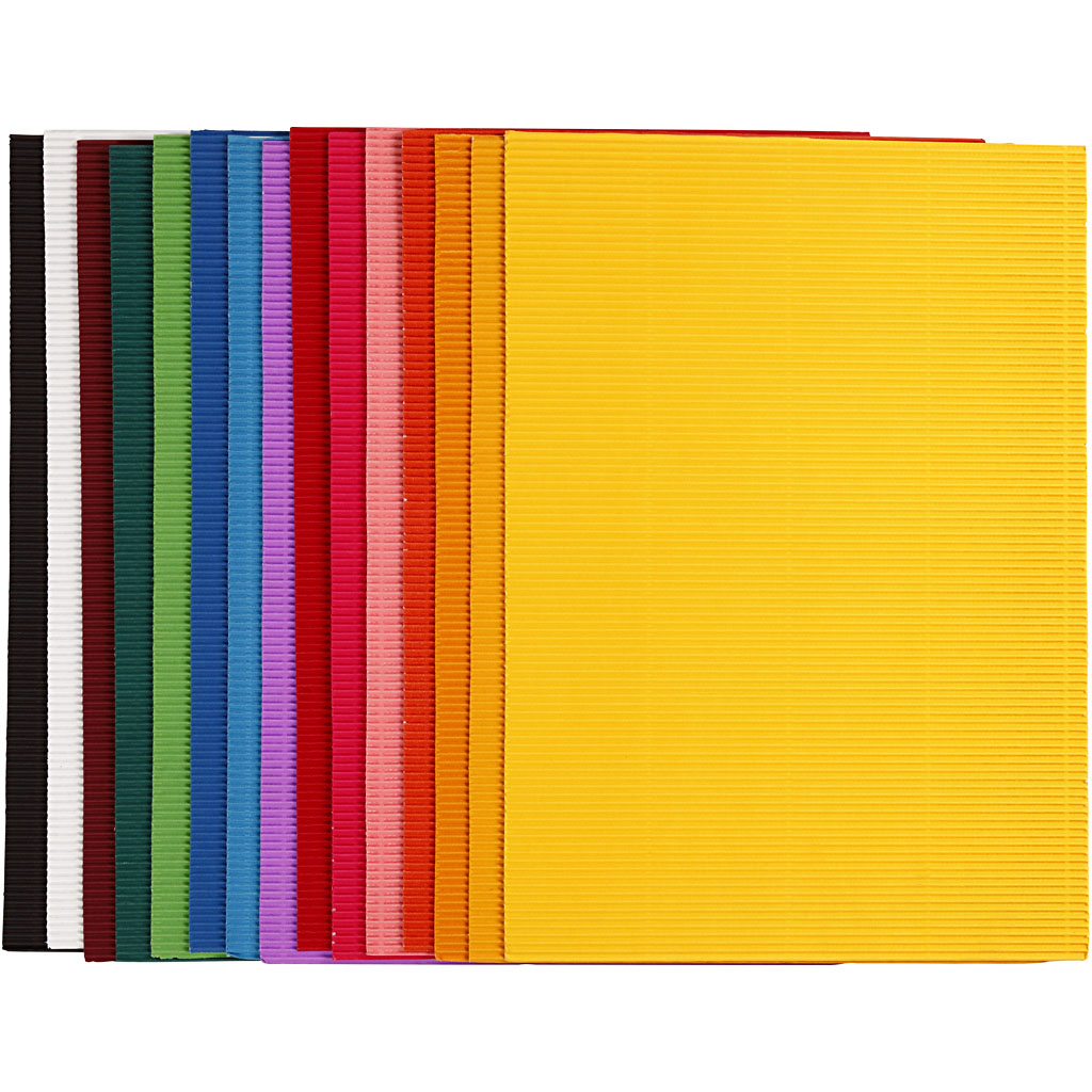 Ribbelkarton kleuren mix 80gr 25x35cm 15 vellen