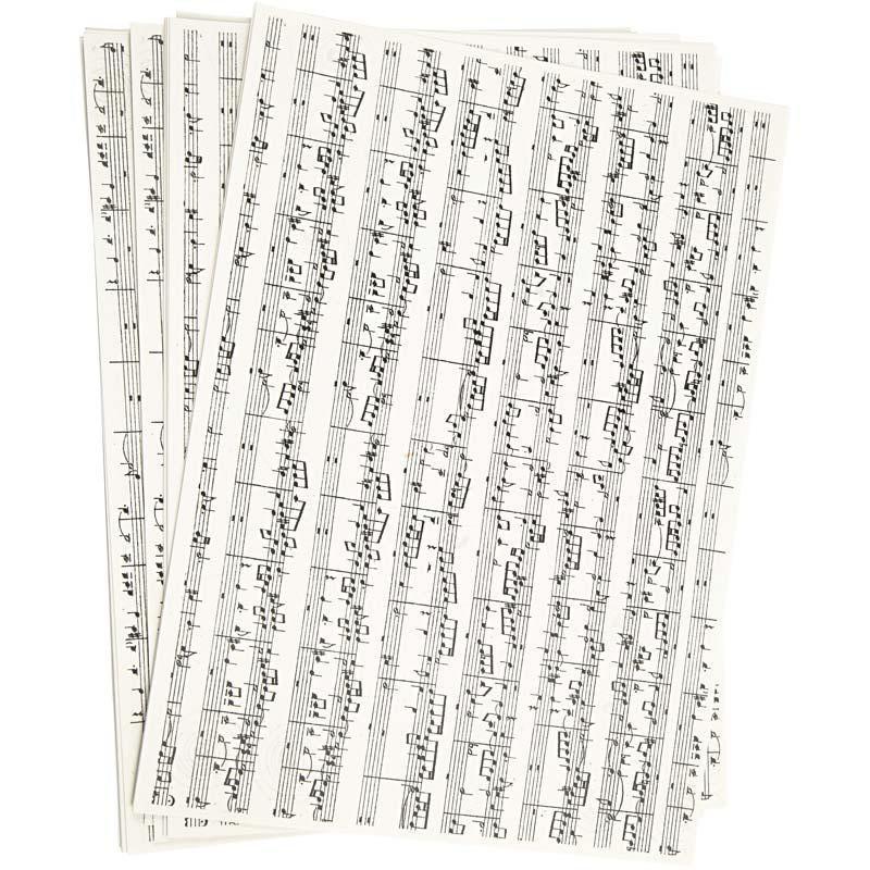 Kraft papier achtergrond muzieknoten off-white A4 (100gr) 10 vellen