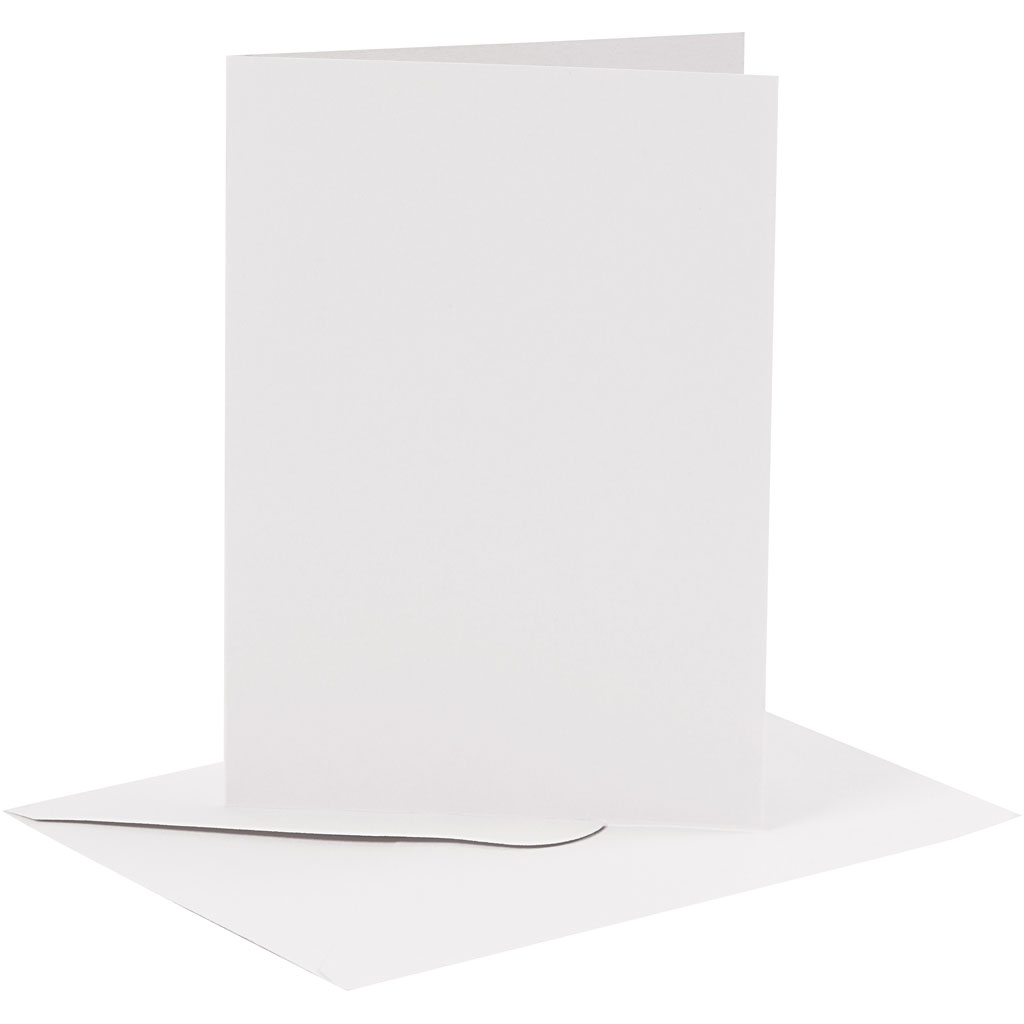 Witte kaarten met enveloppen 240gr 10,5x15cm 6 sets