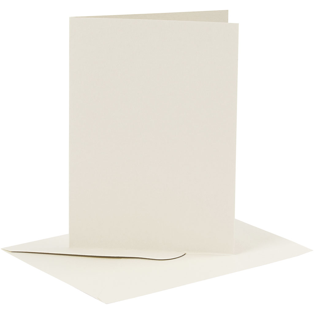 Off-white kaarten met enveloppen 140gr 10,5x15cm 6 sets