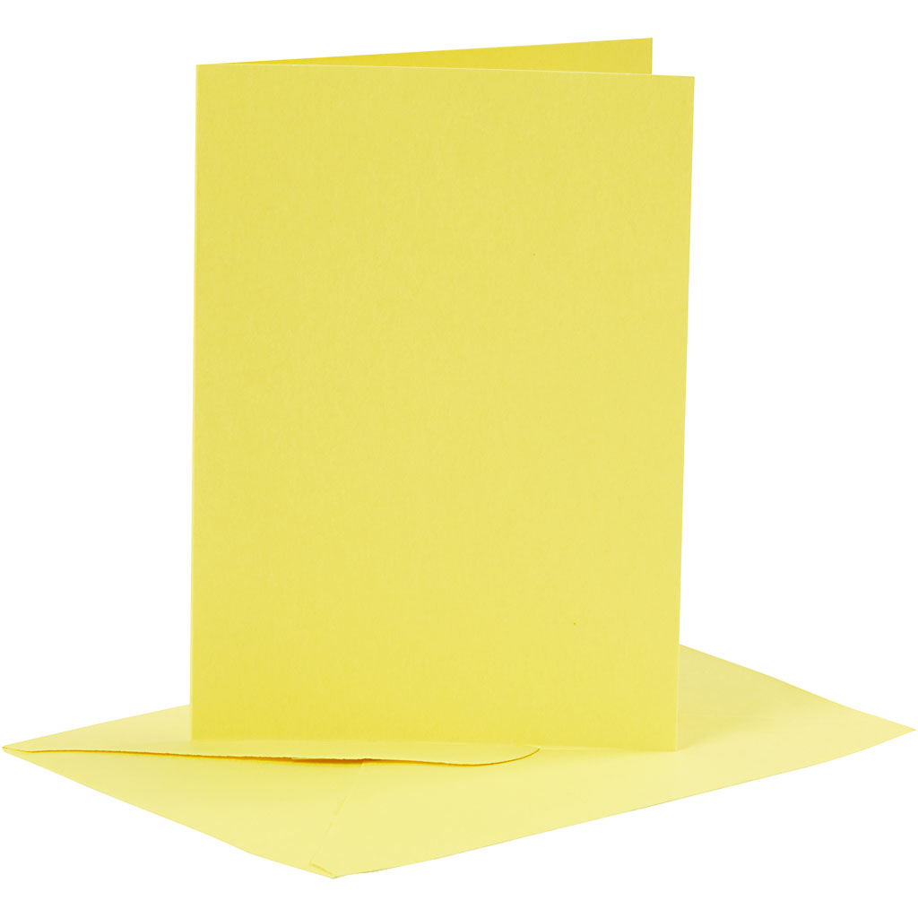 Gele kaarten met enveloppen 240gr 10,5x15cm 6 sets