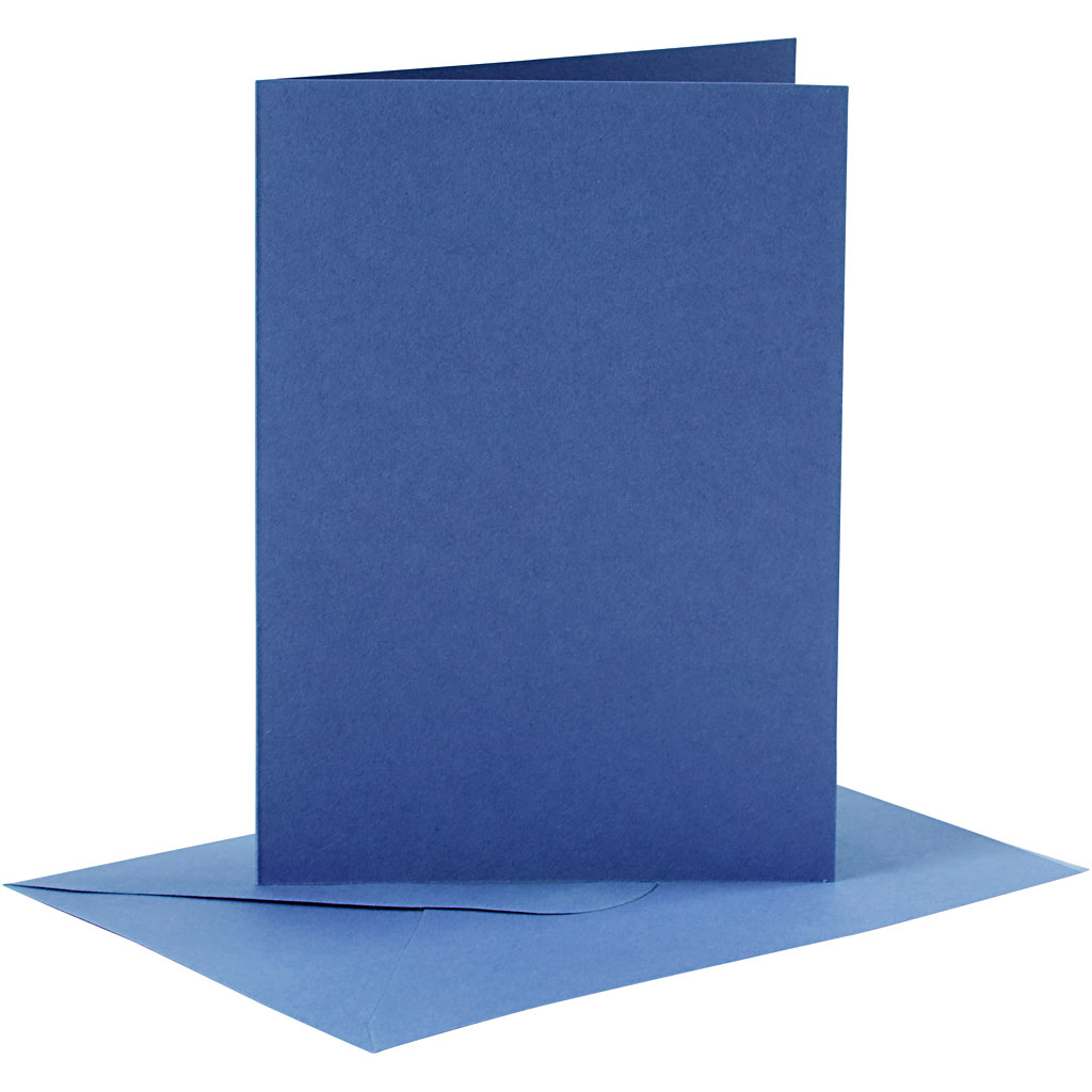 Blauwe kaarten met enveloppen 240gr 10,5x15cm 6 sets