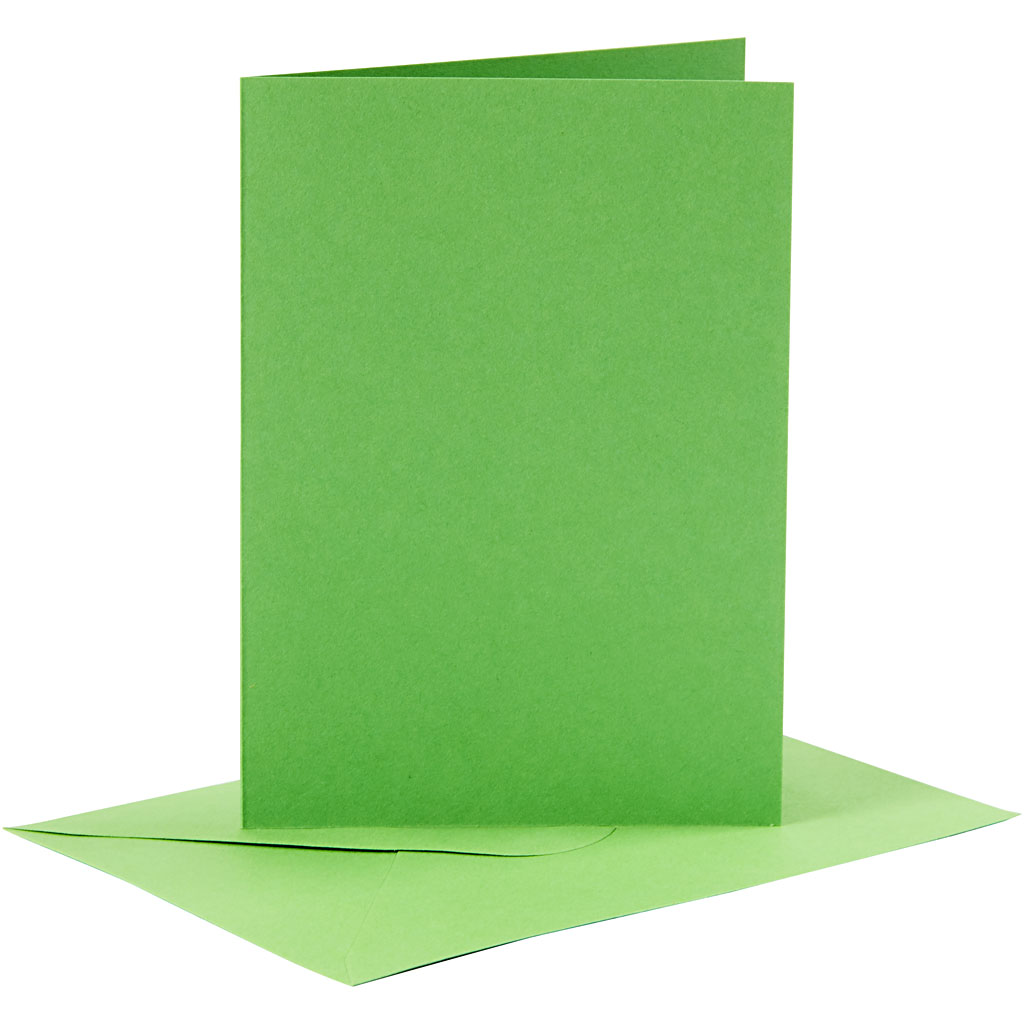 Felgroene kaarten met enveloppen 240gr 10,5x15cm 6 sets