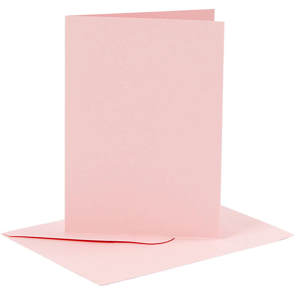 Roze kaarten met enveloppen 240gr 10,5x15cm 6 sets