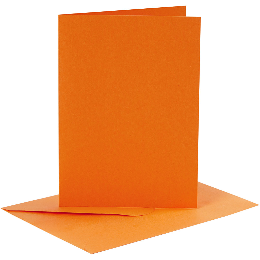 Oranje kaarten met enveloppen 240gr 10,5x15cm 6 sets