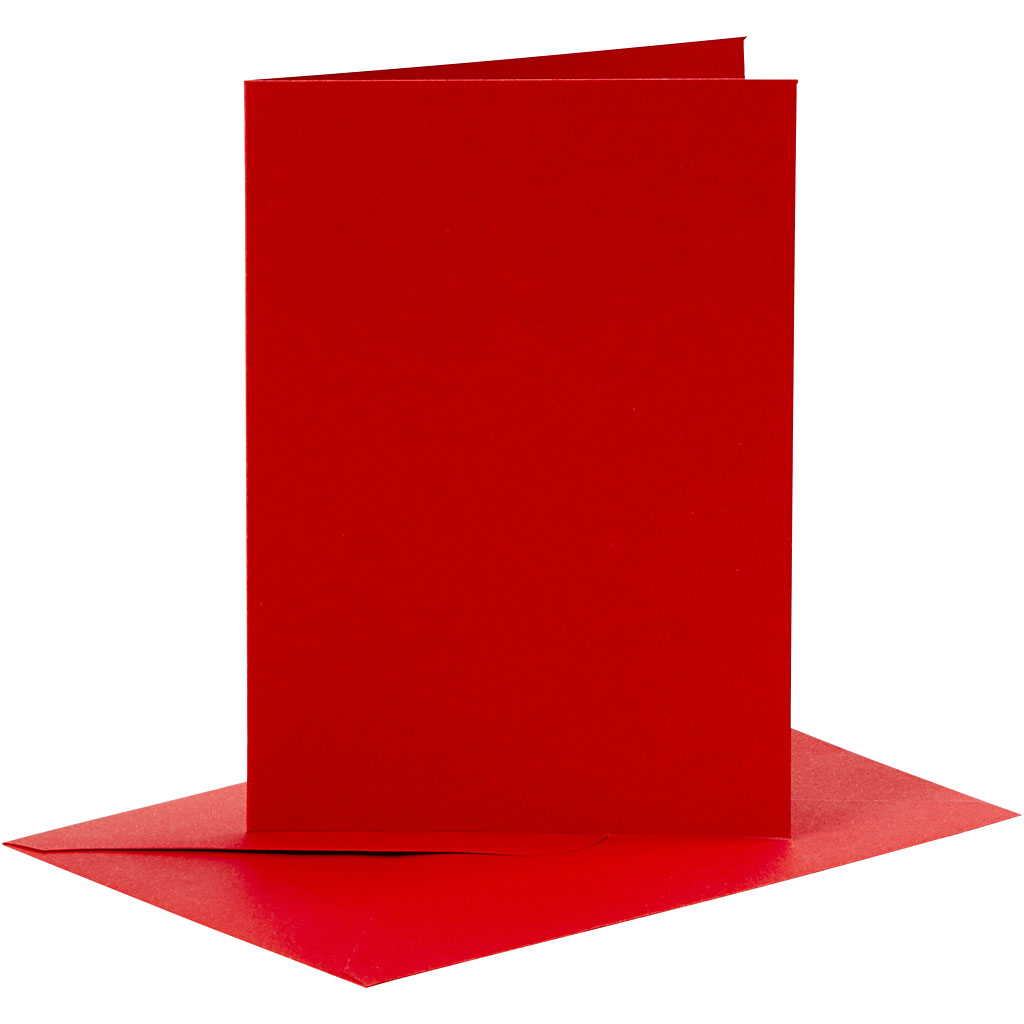 Rode kaarten met enveloppen 240gr 10,5x15cm 6 sets