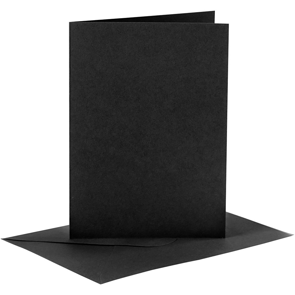 Zwarte kaarten met enveloppen 230gr 10,5x15cm 6 sets
