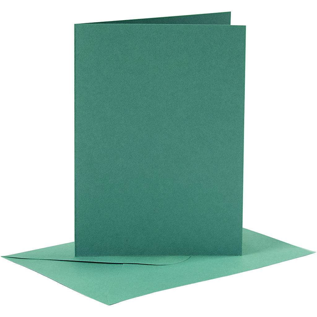 Donkergroene kaarten met enveloppen 230gr 10,5x15cm 6 sets