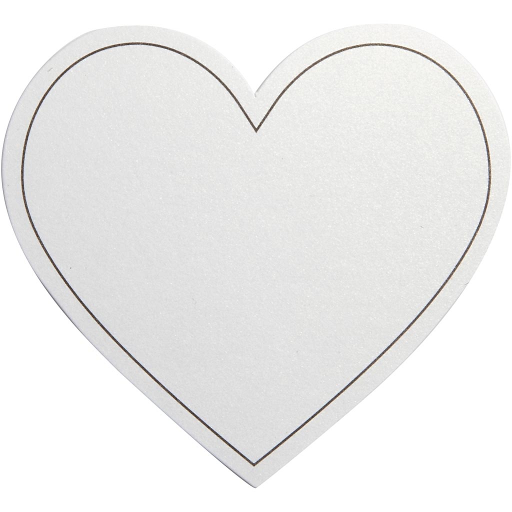 Kaartjes harten zwart wit parelmoer 120gr 75x69mm 10 stuks