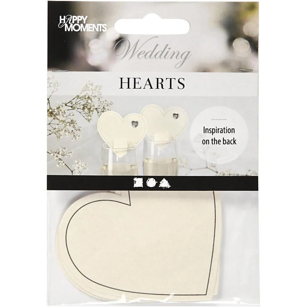 Parelmoer hart labels off-white 75x69mm - 10 stuks