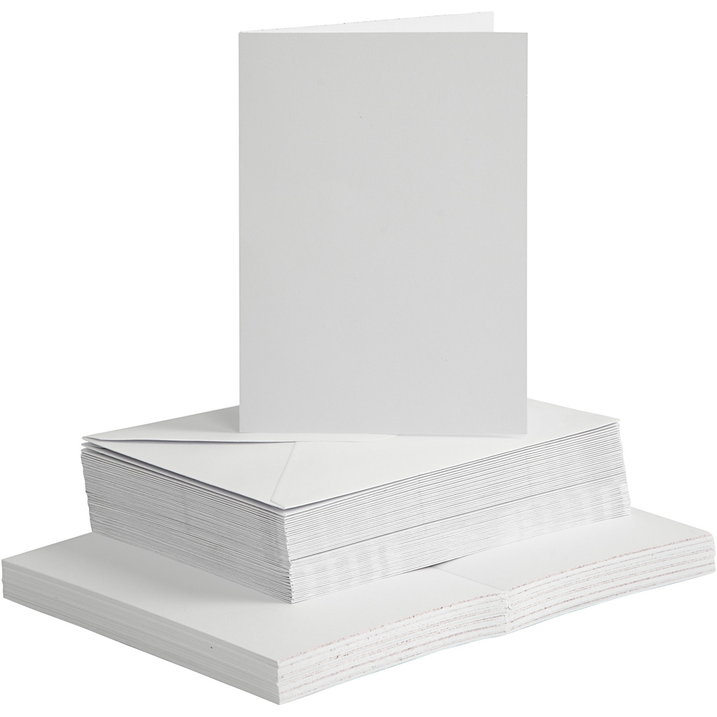 Witte kaarten met enveloppen 240gr 10,5x15cm 50 sets