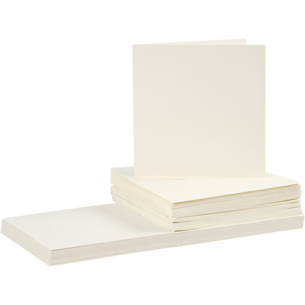 Kaarten met enveloppen off white 15x15cm envelop 16x16 cm - 50 sets