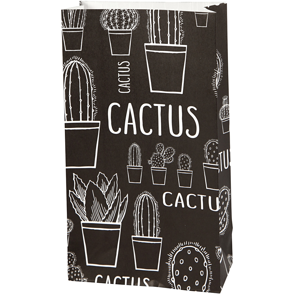 Papieren zakken met blokbodem cactus 21x12cm - 8 stuks