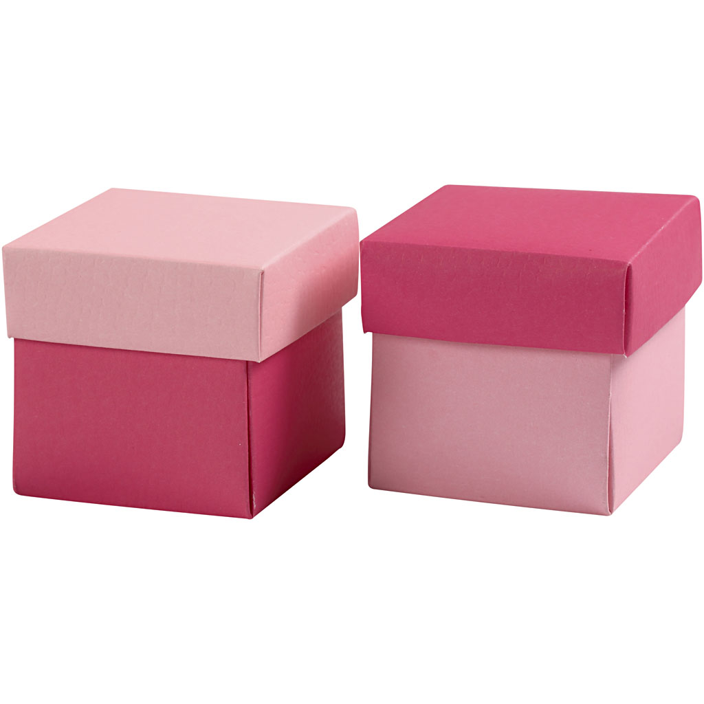 Vouwdoosjes vierkant roze afm 5,5x5,5 cm 250 gr 10 stuks