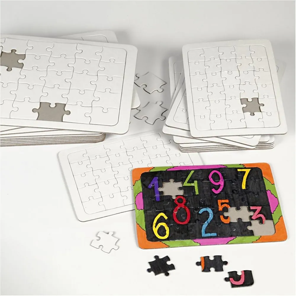 Blanco witte puzzels voor inkleuren A4 21x30cm - 10 stuks