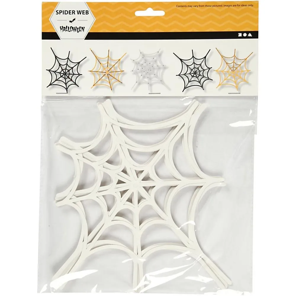 Kartonnen figuren Spinnenwebben Halloween decoratie 19x21cm - 16 stuks