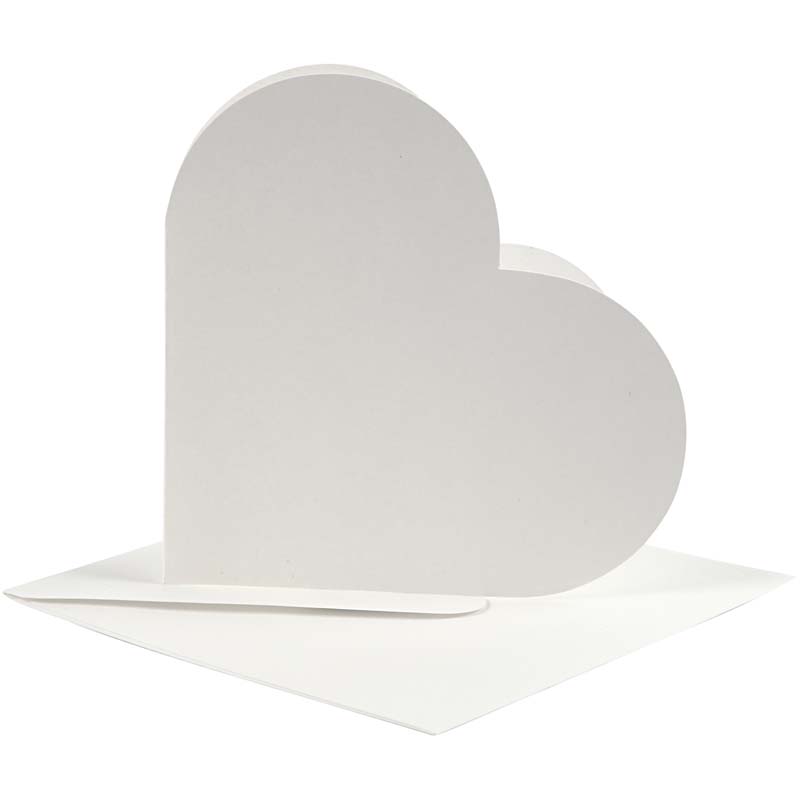 Kaarten hamerslag hart Off-white met enveloppen 220gr 12,5x12,5cm 10 sets
