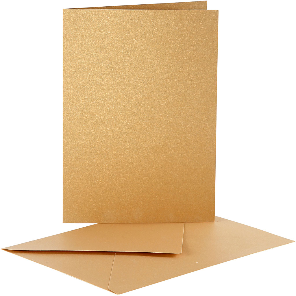 Kaarten met enveloppen Parelmoer goud 10,5x15 cm 10 sets
