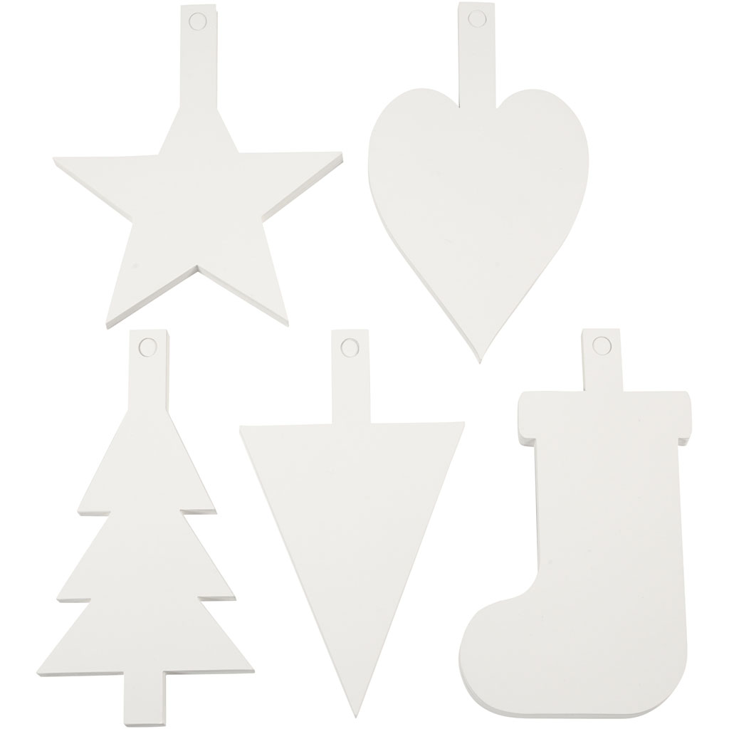 Witte 400gr kartonnen kerst figuren 15,5-20,5cm - 100 stuks