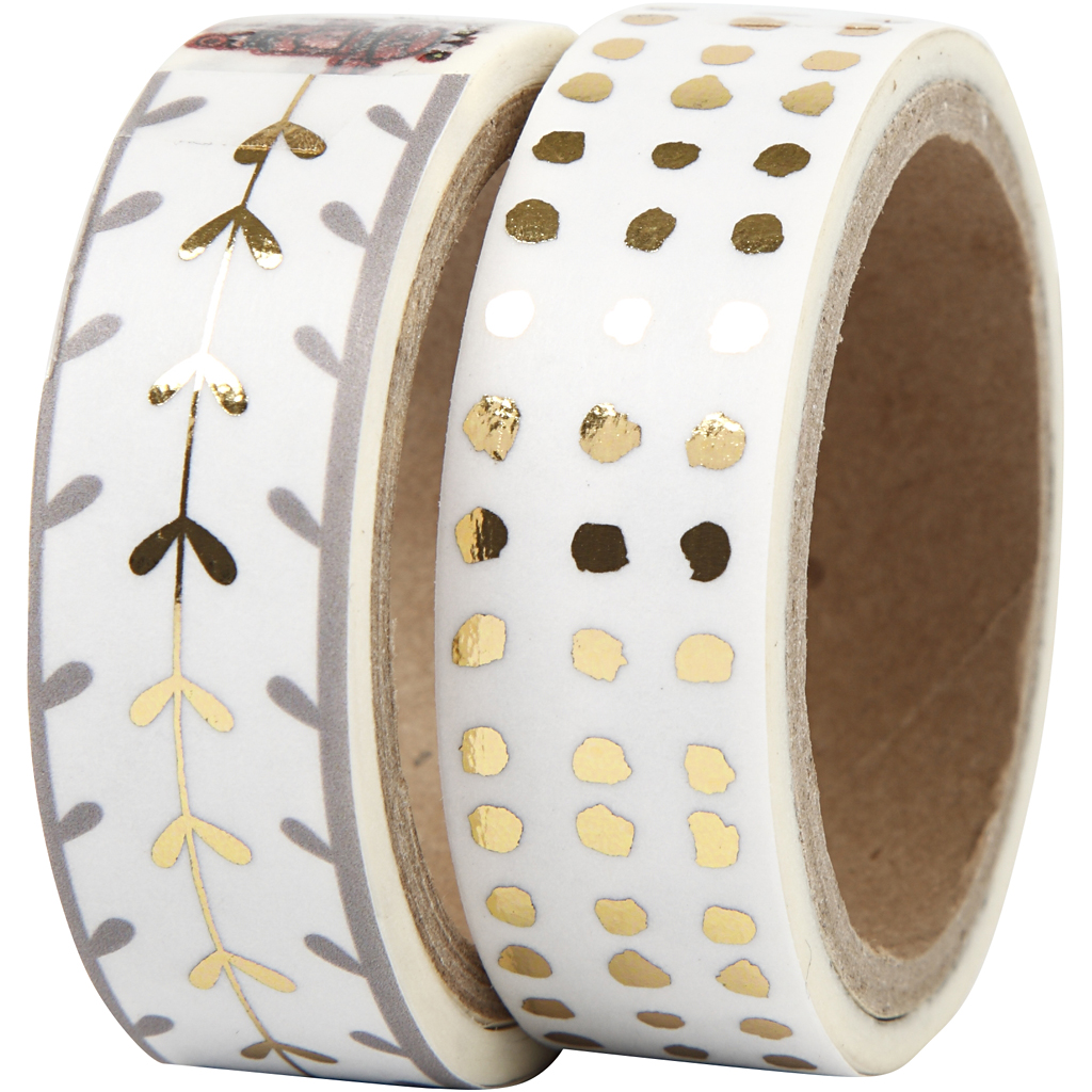 Washi masking tape pijlen dots gold 15mm 2x4 meter
