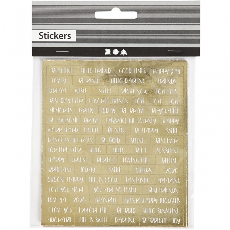 Positieve quotes stickers goud wit 10x11.5cm - 4 vel