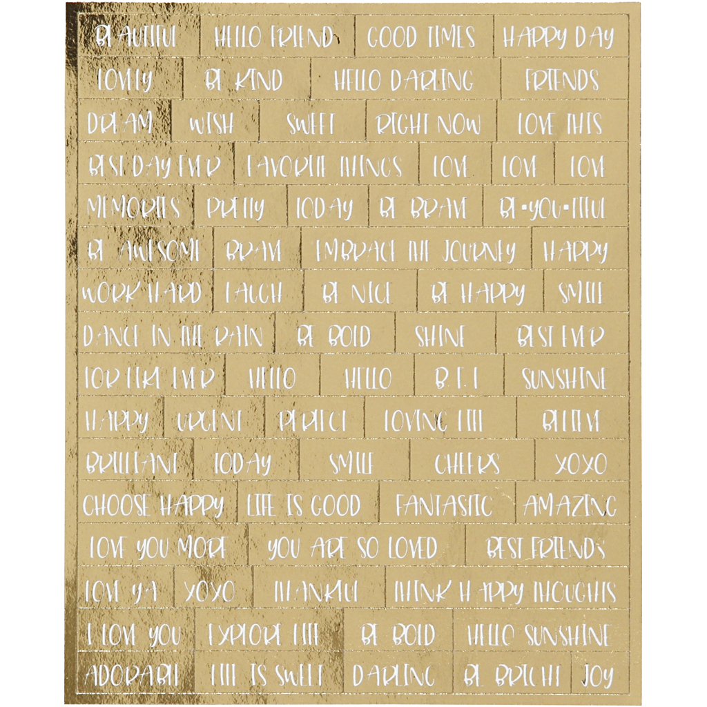 Positieve quotes stickers goud wit 10x11.5cm - 4 vel