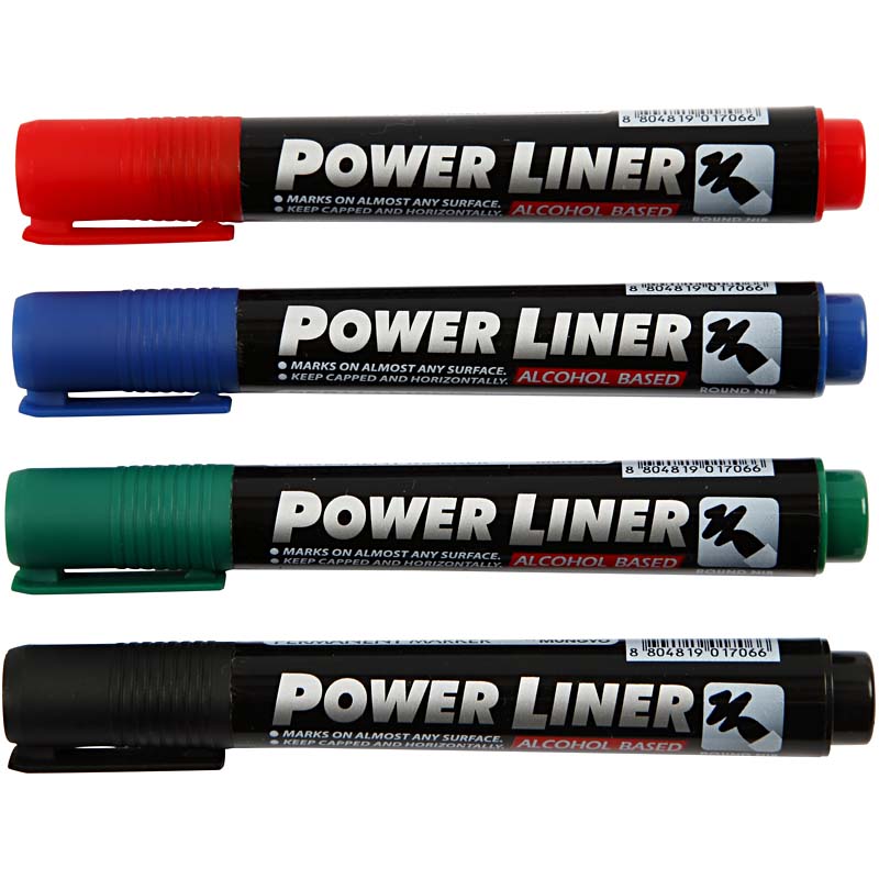 Power Liner stiften permanent kleuren mix 1,5-3mm 4 stuks