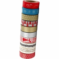 Washi masking tape assorti kerst 15mm 10x10 meter