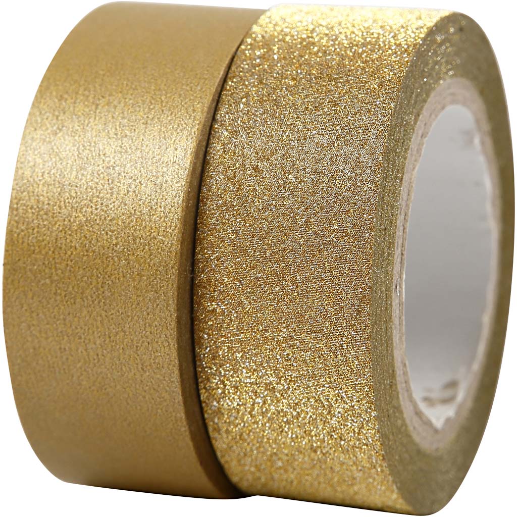Washi masking glitter tape goud 15mm 17 meter