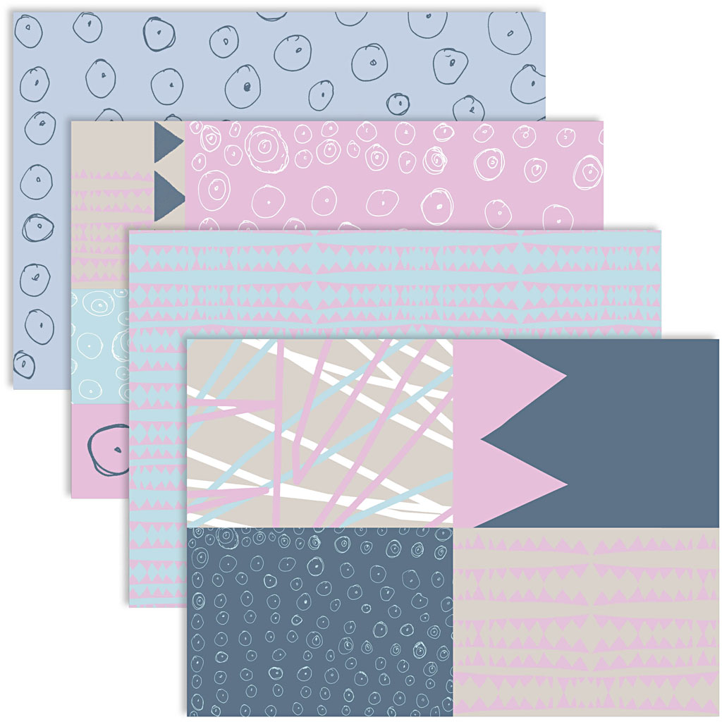 Decoupage tissue papier pastel roze blauw 35x25cm 8 vellen