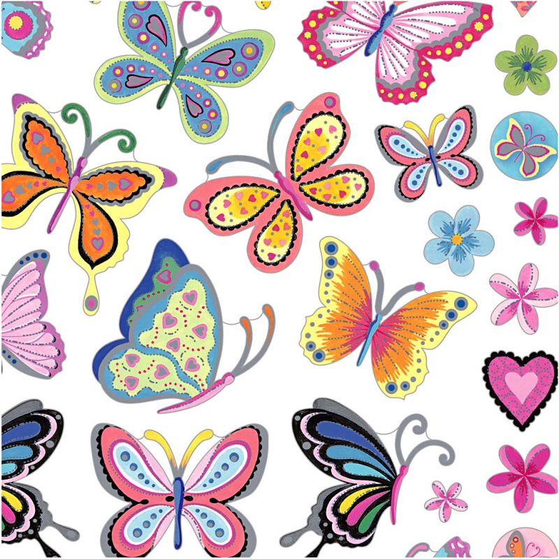 Stickers Bloemen en Vlinders vel 15x16,5 cm