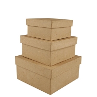 Kartonnen vierkante dozen 10+12.5+15cm - set 3 stuks