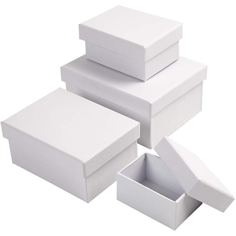 winnaar Omringd Verrassend genoeg Witte kartonnen dozen rechthoek 7,5+9,5+11,5+14cm - set 4 stuks -  creaknutselen.nl