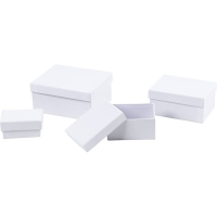 Witte kartonnen dozen rechthoek  7,5+9,5+11,5+14cm - set 4 stuks