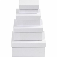 Witte kartonnen dozen rechthoek  7,5+9,5+11,5+14cm - set 4 stuks