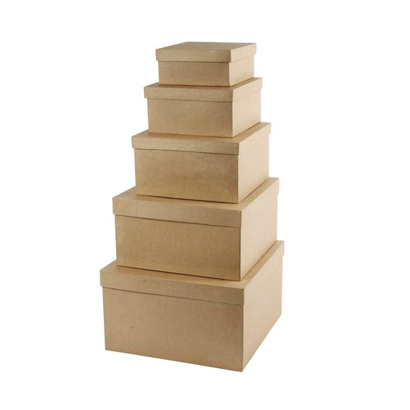 Vierkante kartonnen dozen kraft 15.5 tot 36cm set 5 stuks